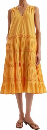 Merlette Wallis Smocked Midi Dress In Marigold