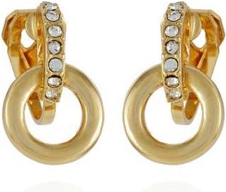 T Tahari Crystal Loop Clip-On Drop Earrings in Silver Tone at Nordstrom Rack