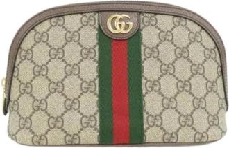 Gucci Pre-owned Clutches, female, Beige, Size: ONE SIZE Pre-owned Vintage Canvas Pouch