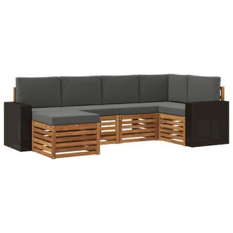 vidaXL Conjunto De Sof&aacute; Seccional Con Coj&iacute;n 6 Pcs Natural Y Antracita Vidaxl