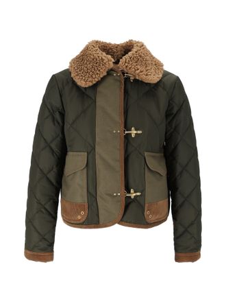 Fay Mini 3-Ganci Quilted Leather-Accent Jacket