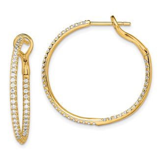 Diamond2Deal 14k Gold 3/4 ct Lab Grown Diamond In & Out Hoop Earrings VS Clarity, G-H Color