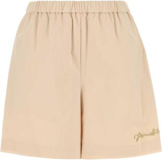 Fendi Beige Embroidery Logo Shorts