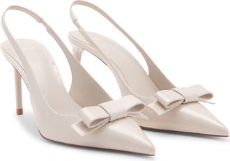Mango Bow Pointed Toe Slingback Pump in Ecru at Nordstrom, Size 6.5Us