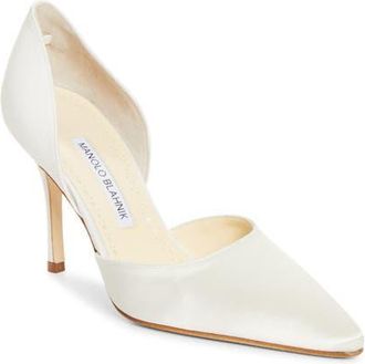 Manolo Blahnik Taylerbinu Satin dOrsay Pump in Cream at Nordstrom, Size 39.5