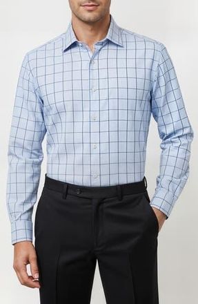 JB Britches Trim Fit Plaid Button-Down Dress Shirt in Light Blue at Nordstrom Rack, Size 14.5 - 32/33