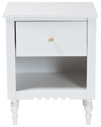Baxton Studio Roni Modern 1-Drawer Nightstand with Scalloped Edges