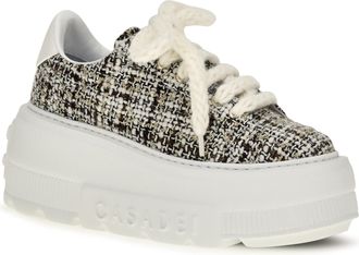 Casadei Womens Nexus Sneakers Boucl&eacute; Fabric Panna-Bianco Upper: Fabric; Sole: Rubber Panna/bianco