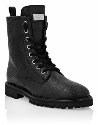Philipp Plein Leather Boots Low Flat stars Studs