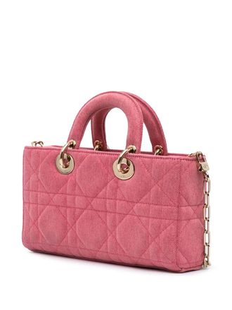 Dior 2022 Medium Denim Macrocannage Lady D Joy satchel - Pink
