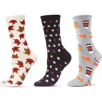 MeMoi Fall Assorted 3-Pack Crew Socks in White at Nordstrom, Size 9