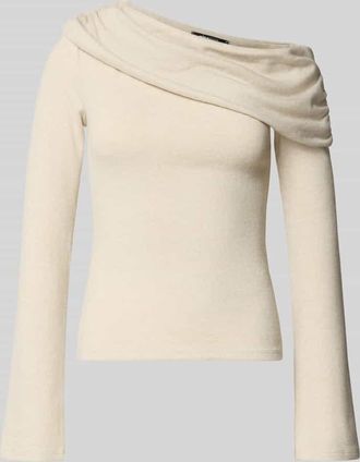 Gina Tricot Longsleeve mit asymmetrischem Ausschnitt Modell Mindy in Beige, Gr&ouml;&szlig;e XS