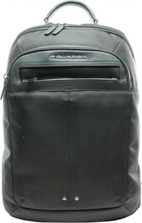 Piquadro Groene leren en stoffen laptoprugzak - Heren - Rugzakken - Groen - ONE Size - Leer - Tassen