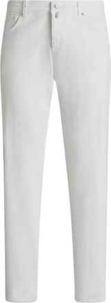 Kiton Stretch Katoen Five-pocket Broek - Heren - Slim Fit Jeans - Wit - W42 - Katoen - Jeans