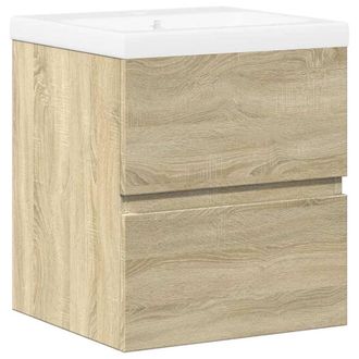 Berkfield Home 2 Piece Bathroom Furniture Set Sonoma Oak Engineered Wood in Light Tan