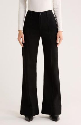 Seven 7 Pintuck Wide Leg Jeans in Black at Nordstrom Rack, Size 14