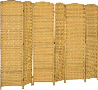 HOMCOM Biombo Plegable De 6 Paneles 270x180 Cm Biombo Separador De Ambientes Pantalla De Privacidad De Polipropileno Para Oficina Dormitorio Natural - Homcom