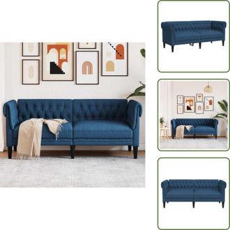 vidaXL The Living Store Divano Chesterfield a 2 Posti Blu in Tessuto - Divano a 2 posti