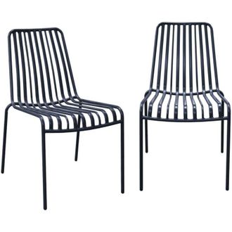 Sweeek Set of 2 FLORIDA anthracite garden chairs, stackable, made of steel, L 59 x D 47.5 x H 78 cm
