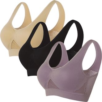 Generic 1/3 Pack Sports Bras for Women Deals Wirefree Yoga Bra with Removable Pads Super Comfort Bras Breathable and Comfortable Mesh Sports Bra No Underwire 