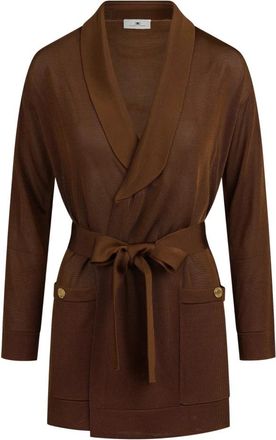 Elisabetta Franchi Cardigan van Viscose Garen - Dames - Vesten - Bruin - S - Truien & Vesten