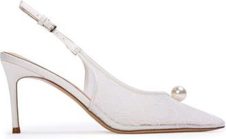 Black Suede Studio Reina 80 Lace Pump in Ivory Lace at Nordstrom, Size 37.5