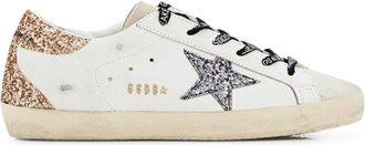 Golden Goose SUPER-STAR SNEAKERS IN LEATHER AND GLITTER - Golden Goose Deluxe Brand - Woman
