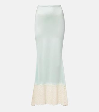 Montce Swim Natalia lace-trimmed satin slip skirt