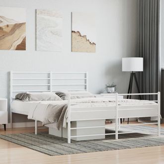 Berkfield Home Metal Bed Frame with Headboard & Footboard White 140x190 cm