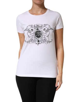 John Richmond Printed Cotton Stretch Crew Neck Womens T-shirt (Pre-Owned)