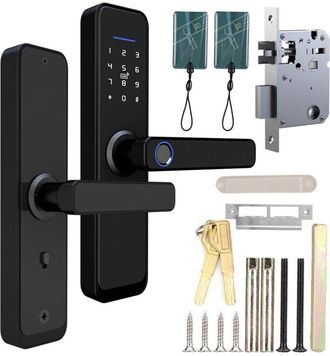 Elle Cerradura Electr&oacute;nica Inteligente Para Puertas - Desbloqueo Mediante Huella Dactilar, Contrase&ntilde;a O Tarjeta Ic - Compatible Con Puertas De Madera - F&aacute;c