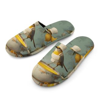Generic Bird Chef Orange Juice Lemon Mens House Slippers Slip Indoor Slipper On Shoes Warm Outdoor