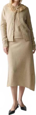 Lingua Franca Brushed Wool A-Line Skirt In Linen