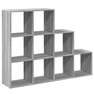 Berkfield Home Room Divider Bookcase 4-Tier Sonoma Oak 143.5x29x143.5 cm Wood in Grey