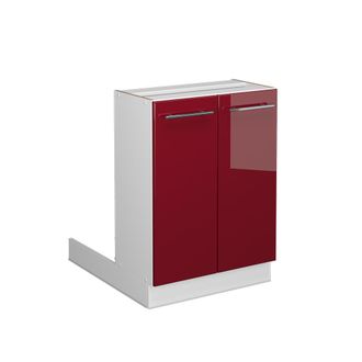 Vicco Isla De Cocina Fame-line, Rojo Burdeos Alto Brillo, 60 Cm Sin Encimera
