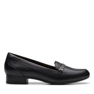 Clarks Womens Dress Loafer Flat, Black Leather, 8.5 Narrow