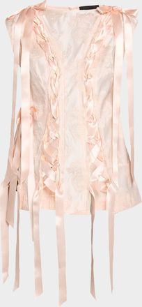 Simone Rocha Unraveling Ribbon Brocade Top