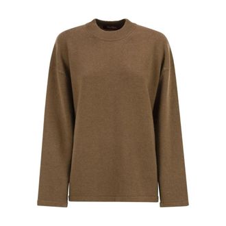 Max Mara Luxueuze Gebreide Trui Pullover Hoge Hals Lange Mouw - Dames - Ronde hals truien - Bruin - S - Truien & Vesten