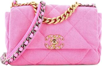 Chanel 19 Flap Bag Quilted Denim Medium shoulder bag - Roze