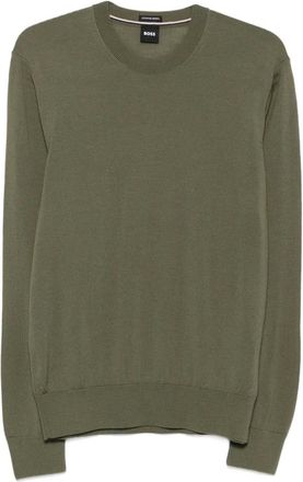 HUGO BOSS Truien & Vesten, Heren, Groen, M, Wol, Leno Ronde Hals Trui