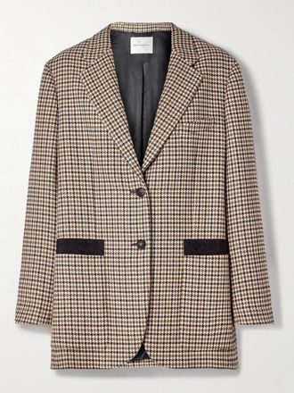 Veronica de Piante Blazer In Lana Pied-de-poule Con Finiture In Gros-grain Sebastian - Marrone