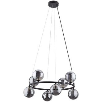 Luminosa Light Designs TK Anabelle L&aacute;mpara de techo colgante Globe, color negro y cristal grafito, 8 x G9