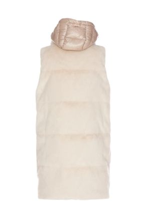 Herno Faux Fur Hooded Gilet - Beige
