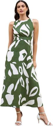Yumi Cotton Abstract Print Maxi Dress in Green at Nordstrom, Size 12