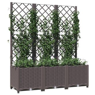 Berkfield Home Garden Planter with Trellis Brown 120x40x136 cm PP | Size: 120 x 40 x 136 cm