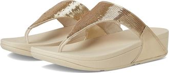FitFlop Lulu Sequin Toe-Post Sandals Womens Wedge Shoes Platino : 11 M (B), Leather