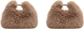 Generic Women Faux Fur Fluffy Shoulder Bag Soft Plush Handbag for Travel Party (Camel)