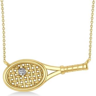 Allurez Tennis Racket with Diamond Ball Pendant Necklace 14k in Yellow Gold at Nordstrom, Size 18