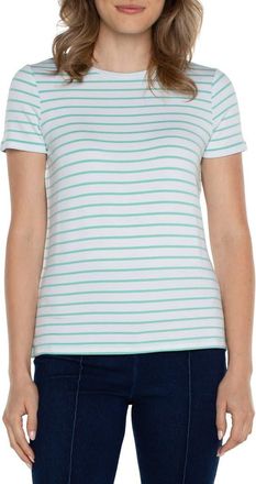 Liverpool Stripe French Terry T-Shirt in Wht W Mint Strp at Nordstrom Rack, Size X-Small
