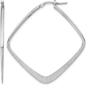 Diamond2Deal Sterling Silver Etched Square Shape Hoop Earrings